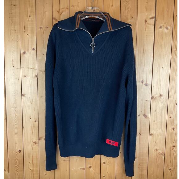 Scotch & Soda Men's K22 Quarter Zip Pullover Long Sleeve Sweater, Navy - Size XL - Picture 1 of 6